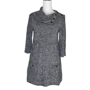 Style & Co. Women's Cowl Collar Buttons Pockets Variegated Knit Dress Modest PL